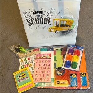 Back to School Supplies Set with Alphabet Stickers and post-its